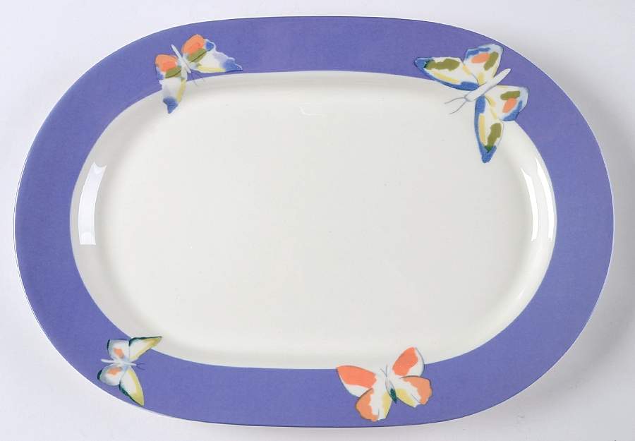 Farfalla Purple 14" Oval Serving Platter by Lynn's China-1