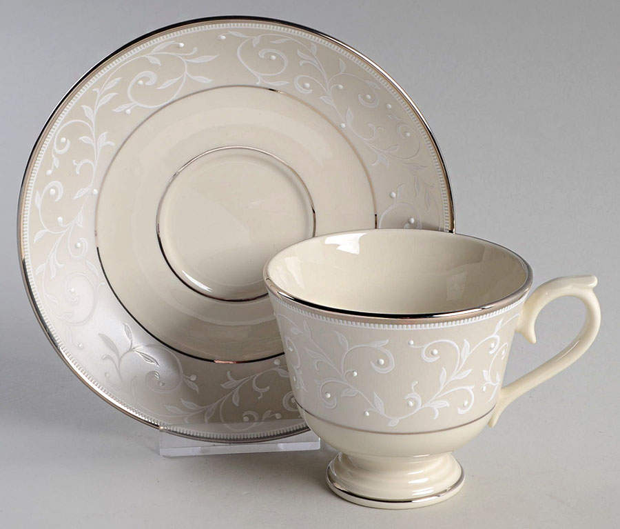 Pearl Innocence Footed Cup & Saucer Set by Lenox-1
