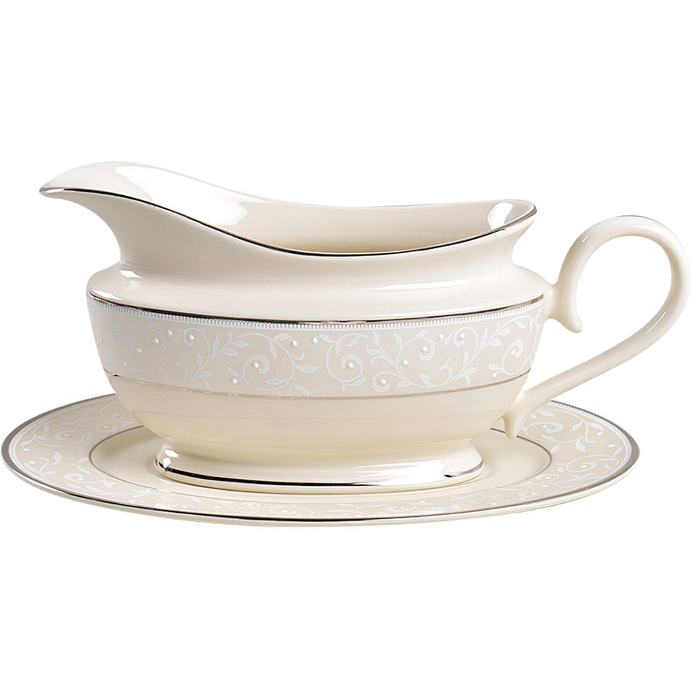 Pearl Innocence 1999 Shape Gravy Boat & Underplate by Lenox-1