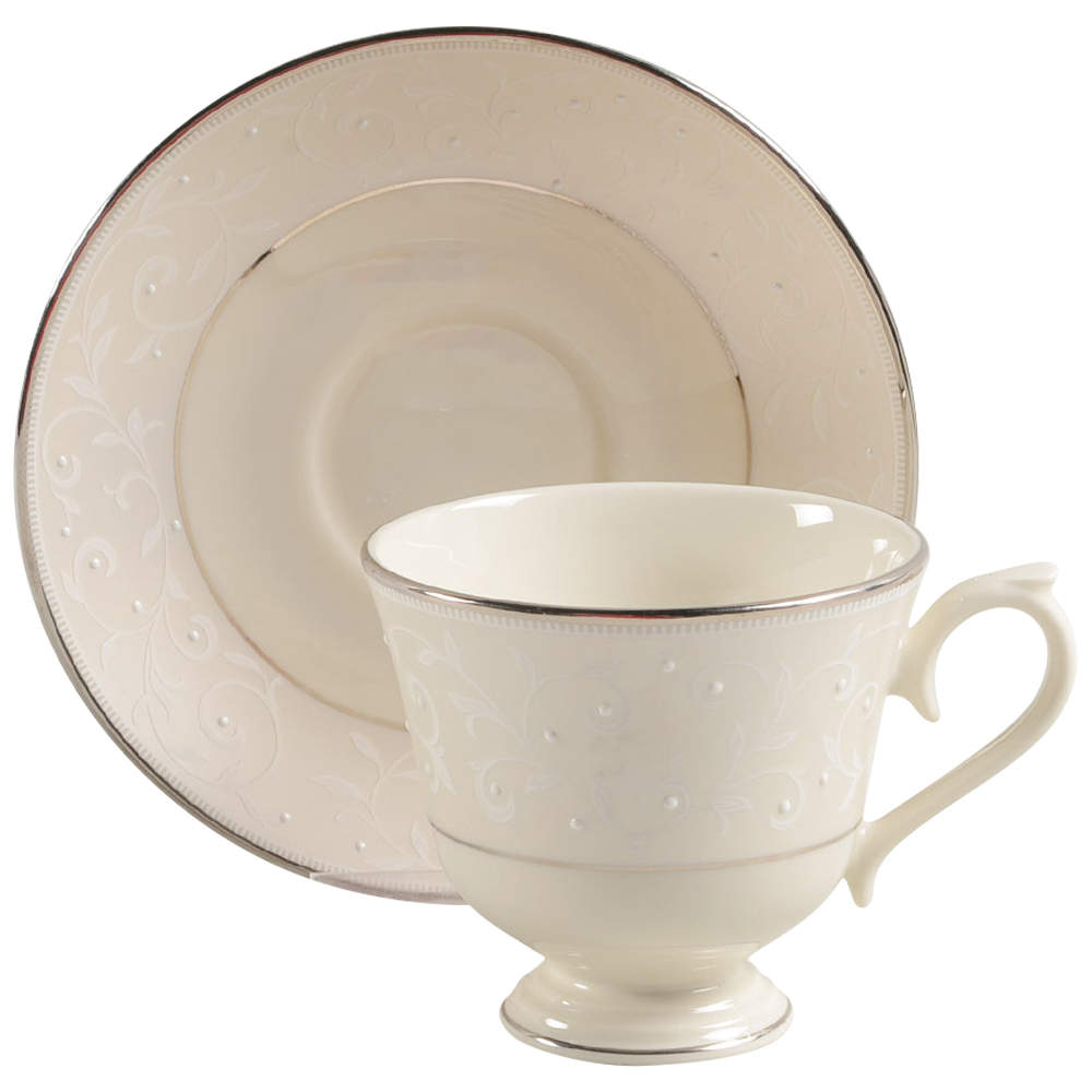 Pearl Innocence Footed Cup & Saucer Set by Lenox-1