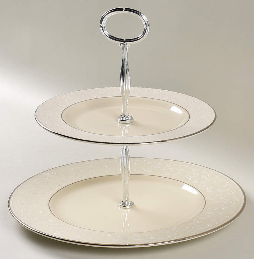 Pearl Innocence 6 5/8"-10"  2 Tiered Serving Tray (Dp, Sp) HC by Lenox-1