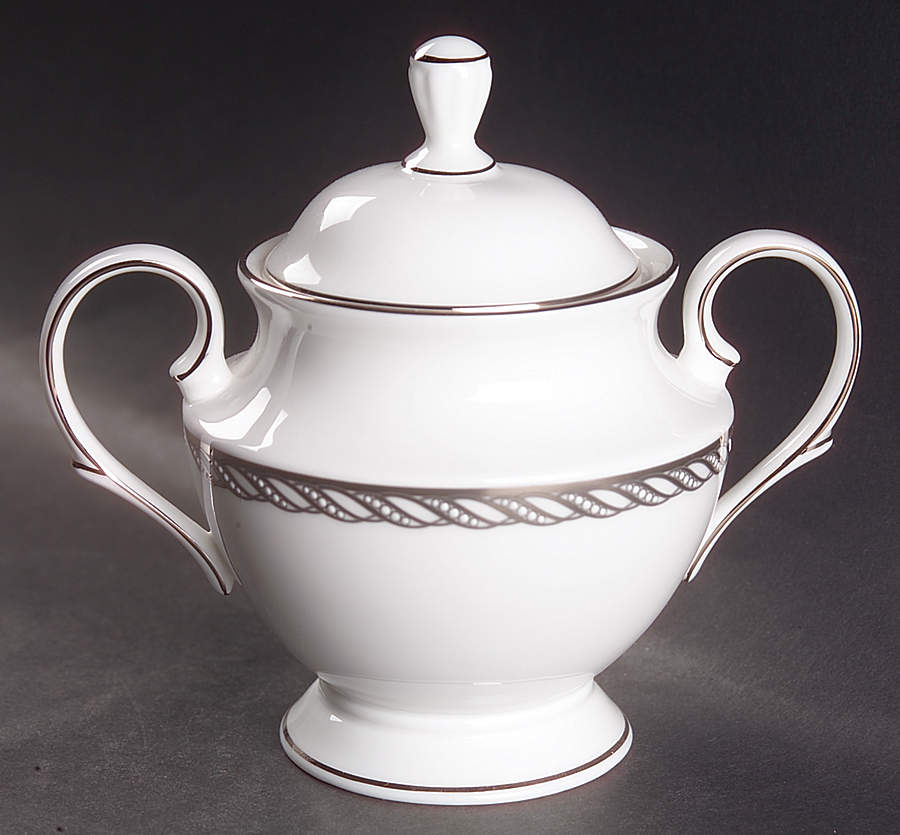 Serpentine Platinum Sugar Bowl & Lid by Lenox-1