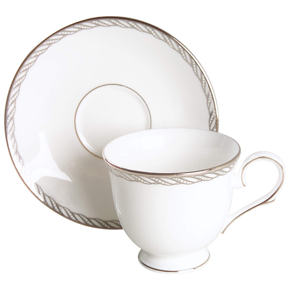 Serpentine Platinum Footed Cup & Saucer Set by Lenox-1