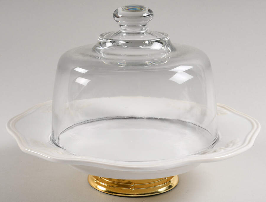 Butler's Pantry Gourmet 6 1/2"-7 1/2" Footed Cheese Plate w/ Glass Dome HC by Lenox-1