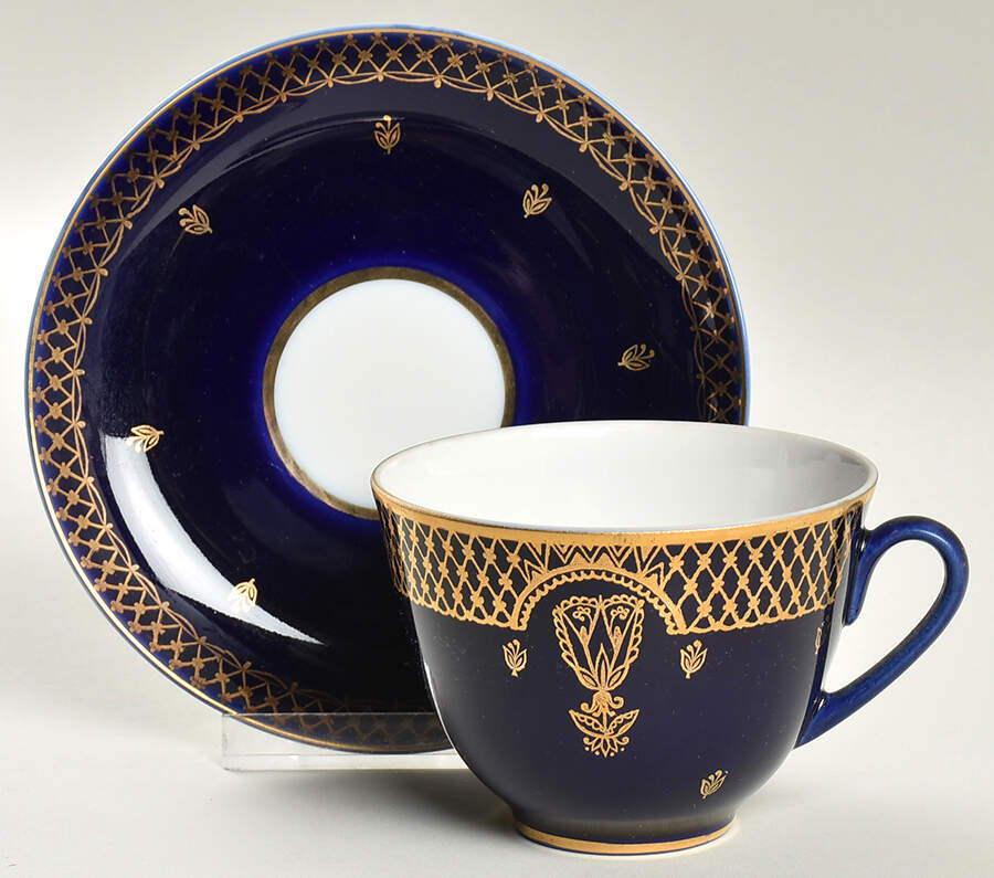 Lotus Footed Cup & Saucer Set by Lomonosov-1