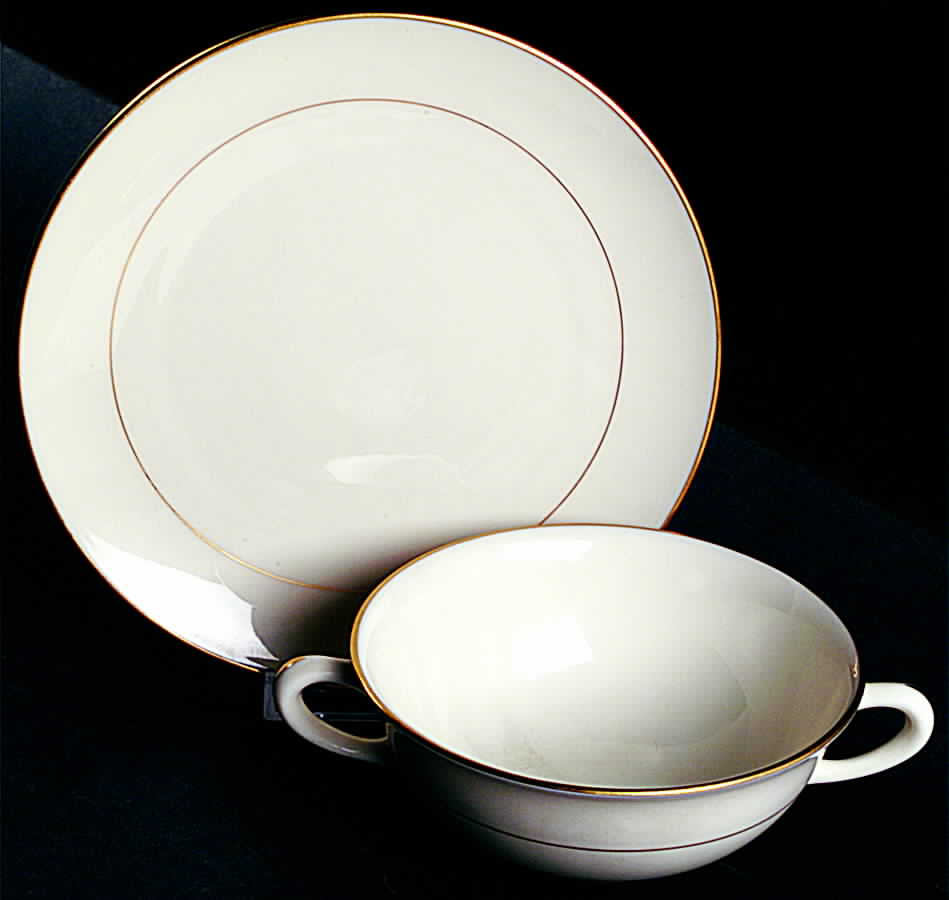 R445 Flat Cream Soup Bowl & Saucer Set by Lenox-1