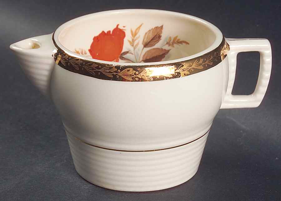 Vermillion Rose (Inner Wide Gold Band) Creamer by Limoges-American-1