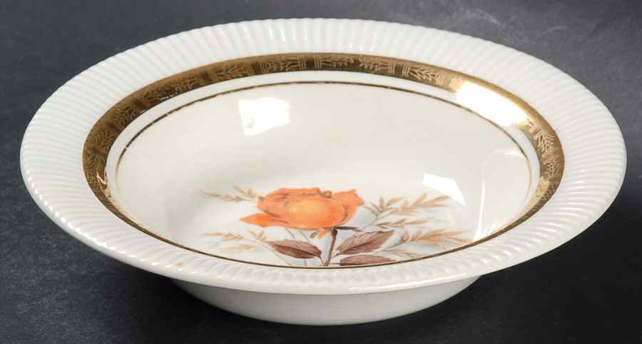 Vermillion Rose (Inner Wide Gold Band) Rim Fruit/Dessert (Sauce) Bowl by Limoges-American-1