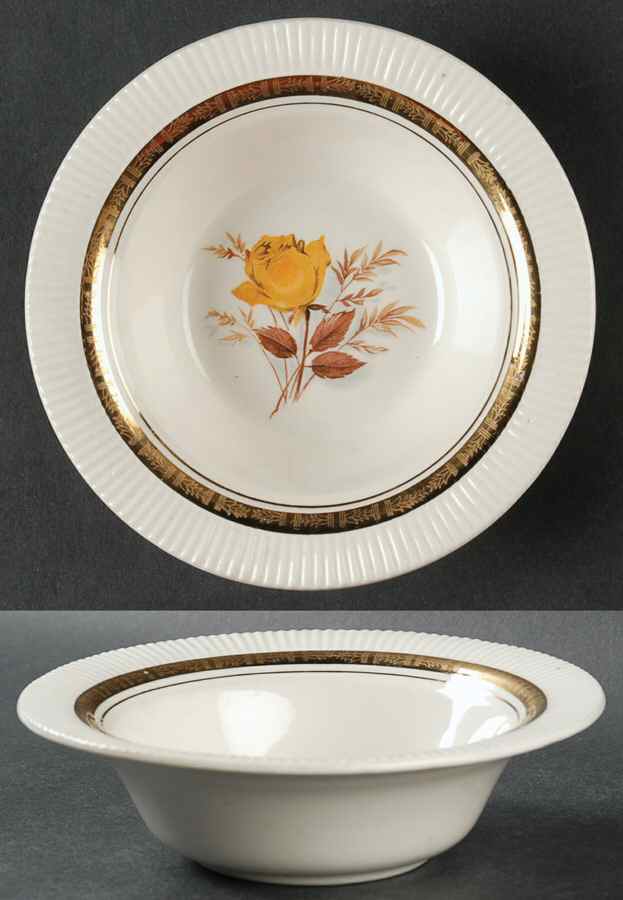 Vermillion Rose (Inner Wide Gold Band) Rim Cereal Bowl by Limoges-American-1