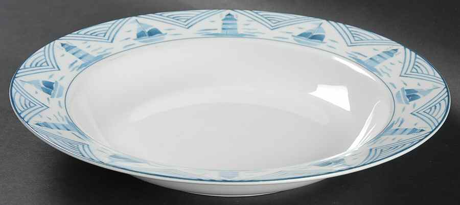 Blue Lighthouse Rim Soup Bowl by Lynn's China-1