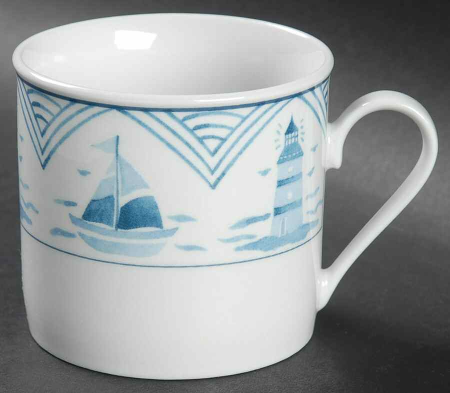 Blue Lighthouse Flat Cup by Lynn's China-1