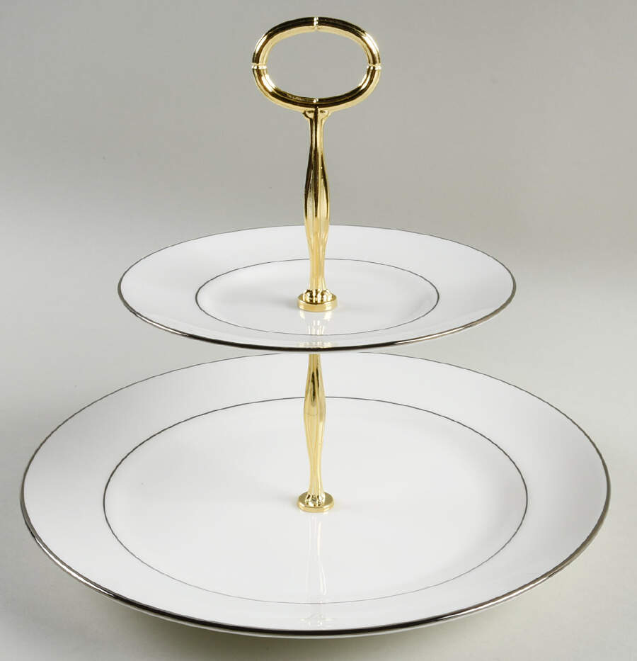 Continental Dining Platinum 6 5/8"-10"  2 Tiered Serving Tray (Dp, Sp) HC by Lenox-1