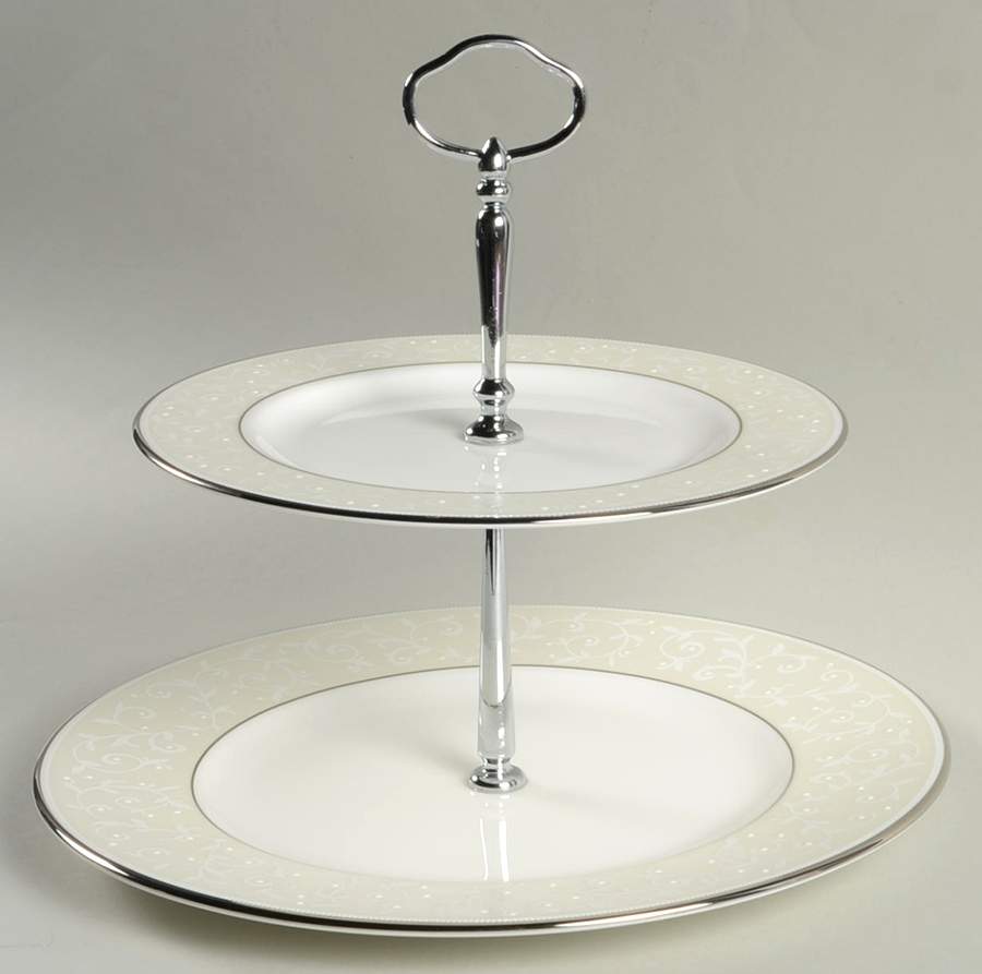 Opal Innocence 2 Tiered Serving Tray (Dinner & Salad Plate) by Lenox-1