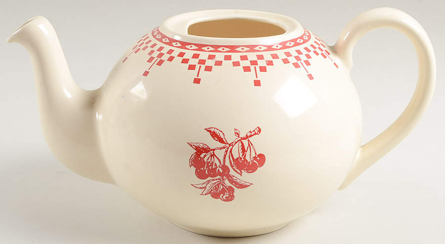 Damier Red Teapot No Lid by Le Comptoir-1