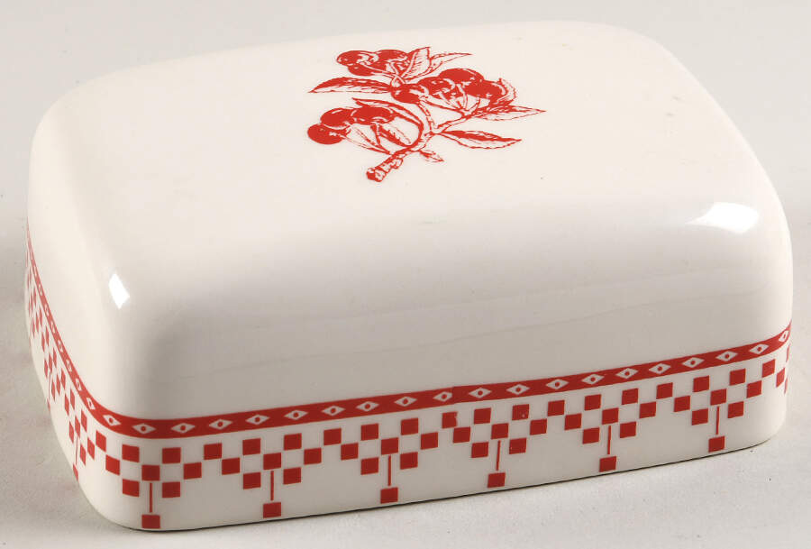 Damier Red Lid for Rectangular Butter by Le Comptoir-1