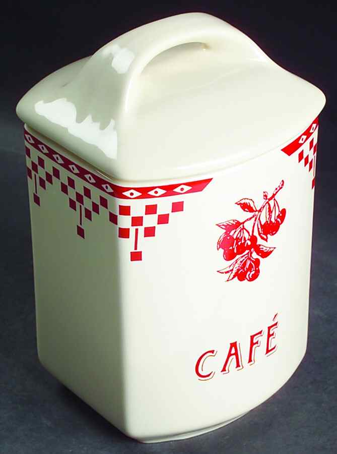 Damier Red Coffee Canister & Lid by Le Comptoir-1