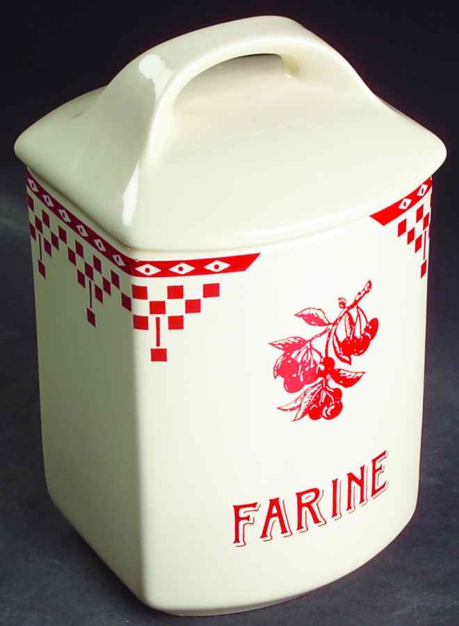 Damier Red Flour Canister & Lid by Le Comptoir-1