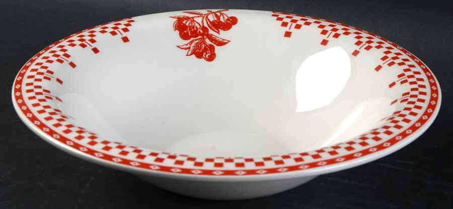 Damier Red Rim Cereal Bowl by Le Comptoir-1