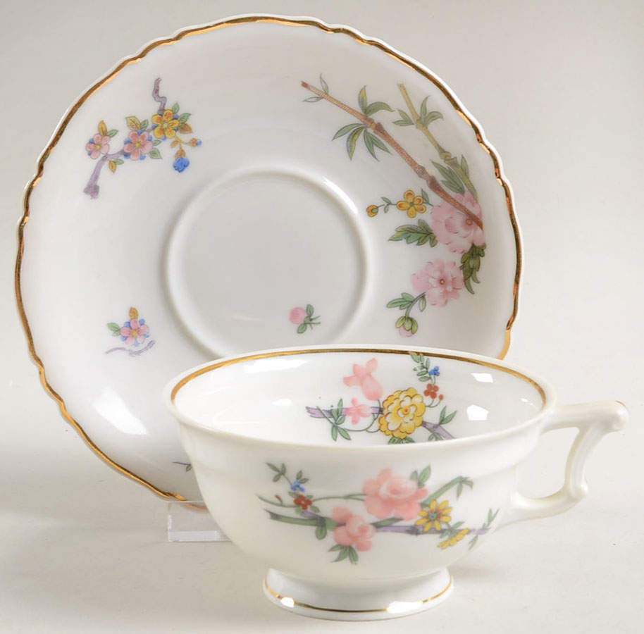 LIM141 Footed Cup & Saucer Set by Limoges-French-1