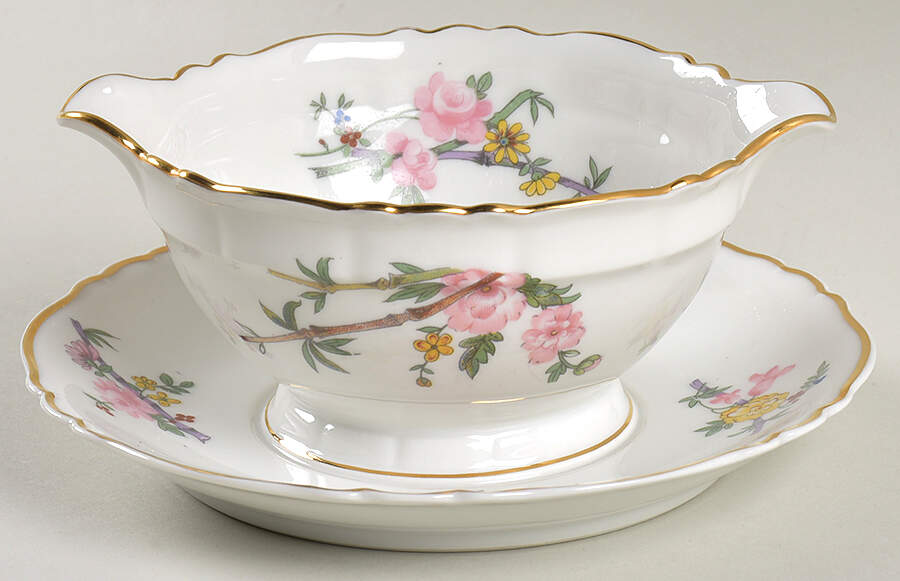 LIM141 Gravy Boat with Attached Underplate by Limoges-French-1