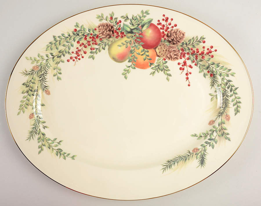 Williamsburg Boxwood & Pine 16" Oval Serving Platter by Lenox-1