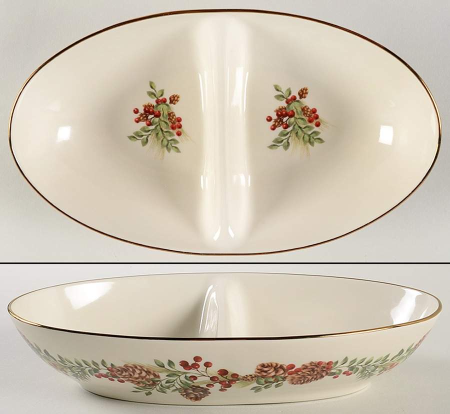Williamsburg Boxwood & Pine Oval Divided Server by Lenox-1