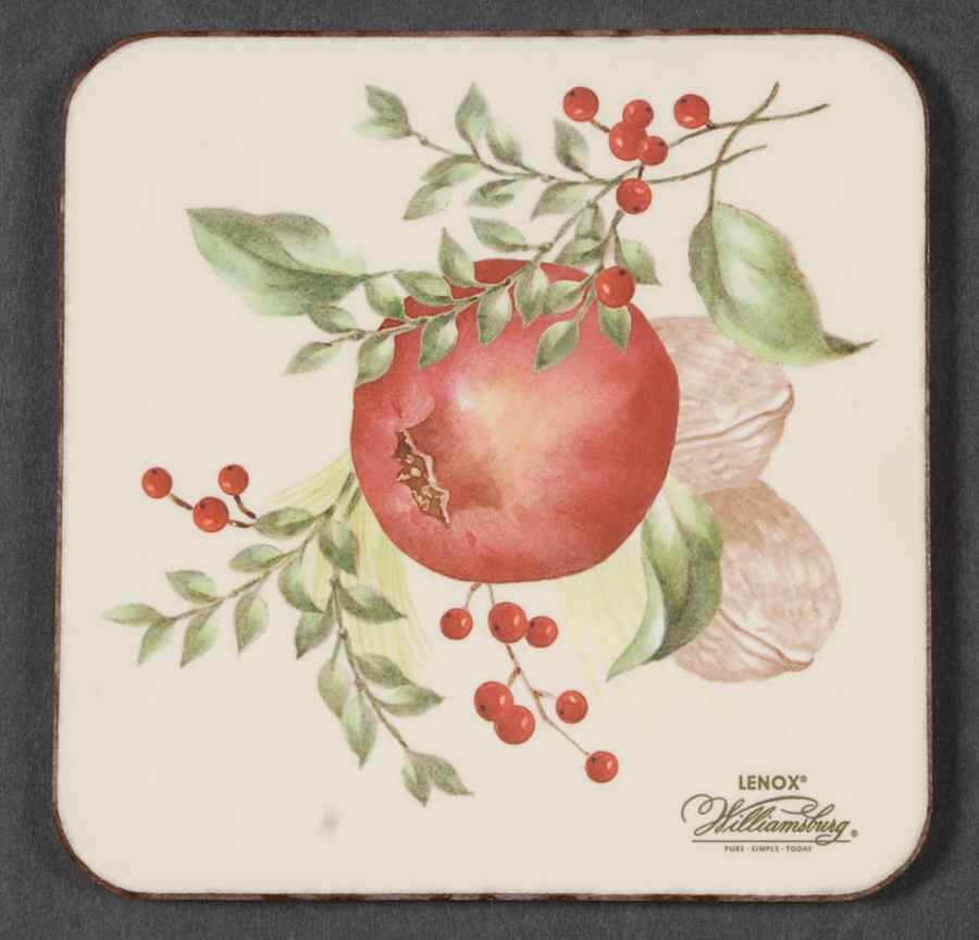 Williamsburg Boxwood & Pine Square Corkback Coaster by Lenox-1