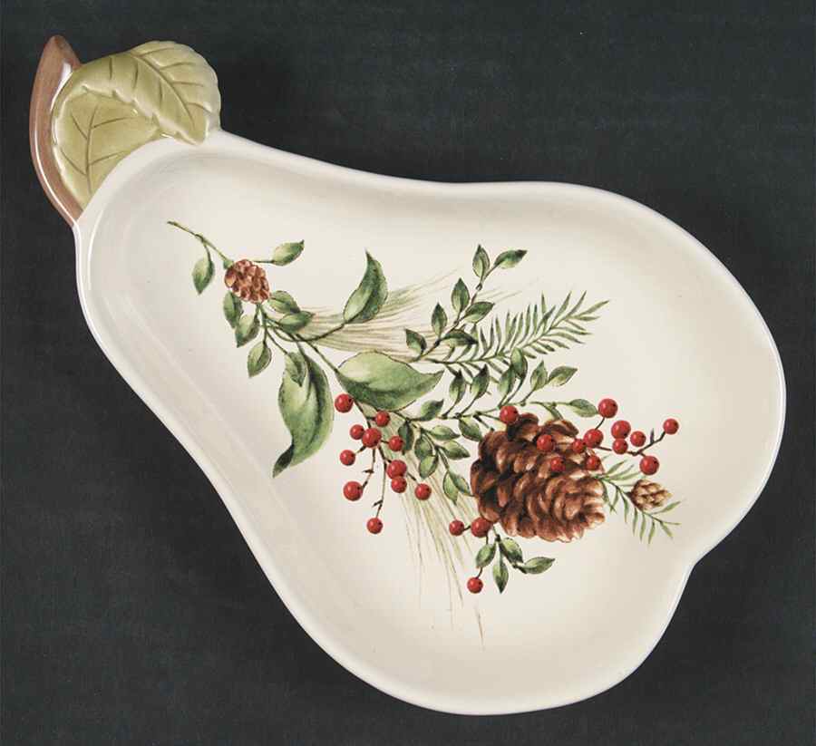 Williamsburg Boxwood & Pine Pear Shaped Candy Dish by Lenox-1
