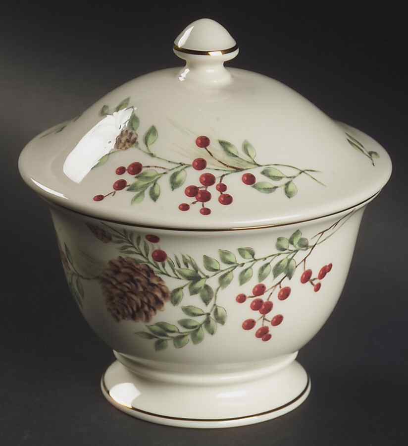 Williamsburg Boxwood & Pine Sugar Bowl & Lid by Lenox-1