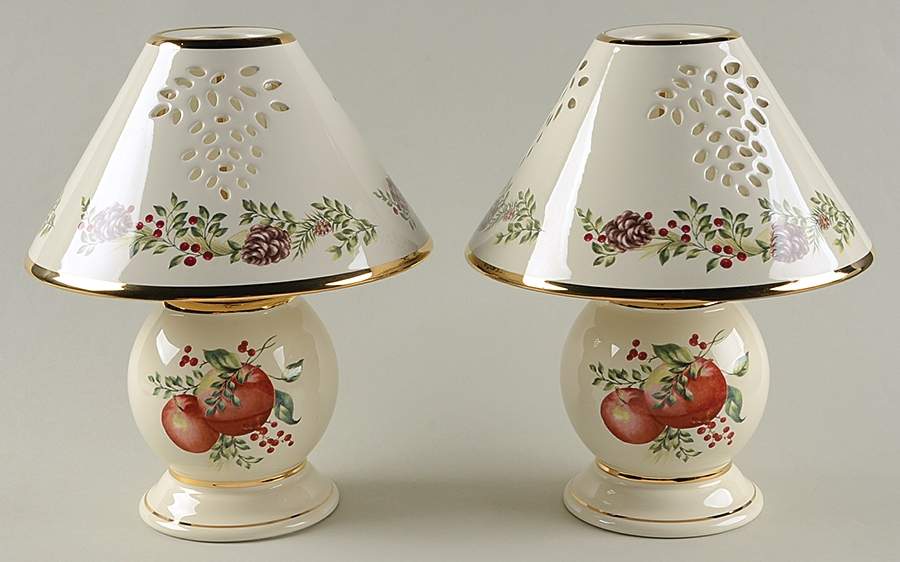 Williamsburg Boxwood & Pine Tea Light Lamps & Shade - Set of 2 by Lenox-1