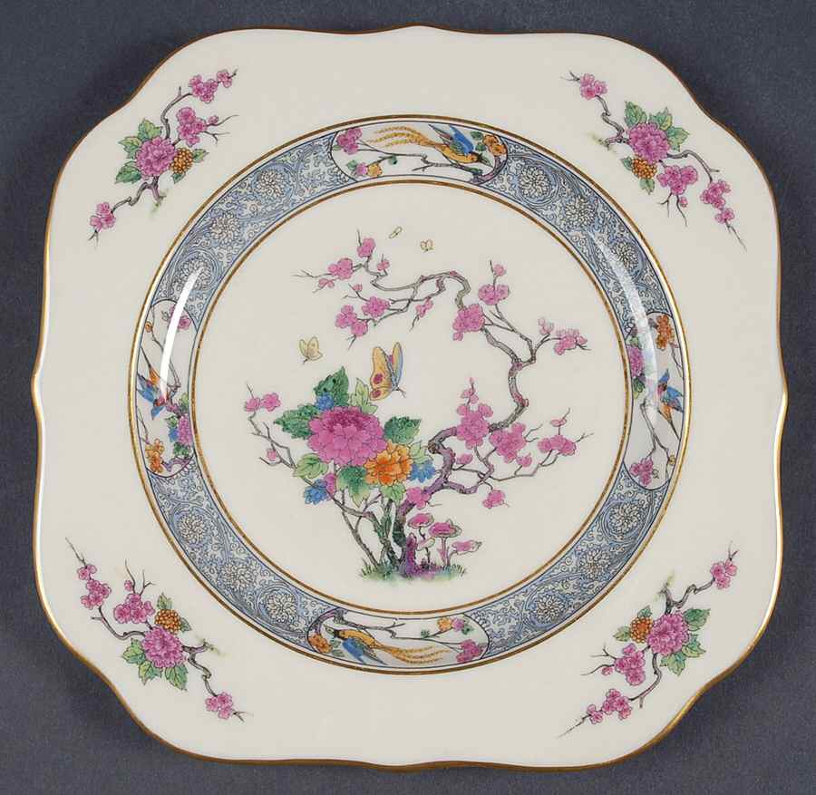 Ming-Birds (Newer, Cream, Gold Backstamp) Square Salad Plate by Lenox-1