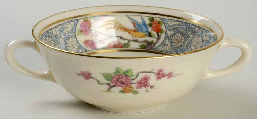Ming-Birds (Newer, Cream, Gold Backstamp) Flat Cream Soup Bowl by Lenox-1