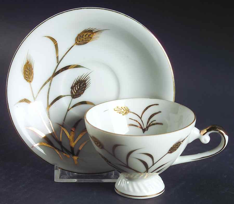 LEF44 Footed Demitasse Cup & Saucer Set by Lefton-1