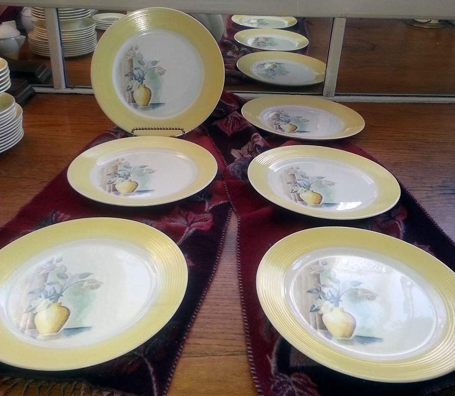 Etruscan Cotillion Yellow Dinner Plate by Limoges-American-1