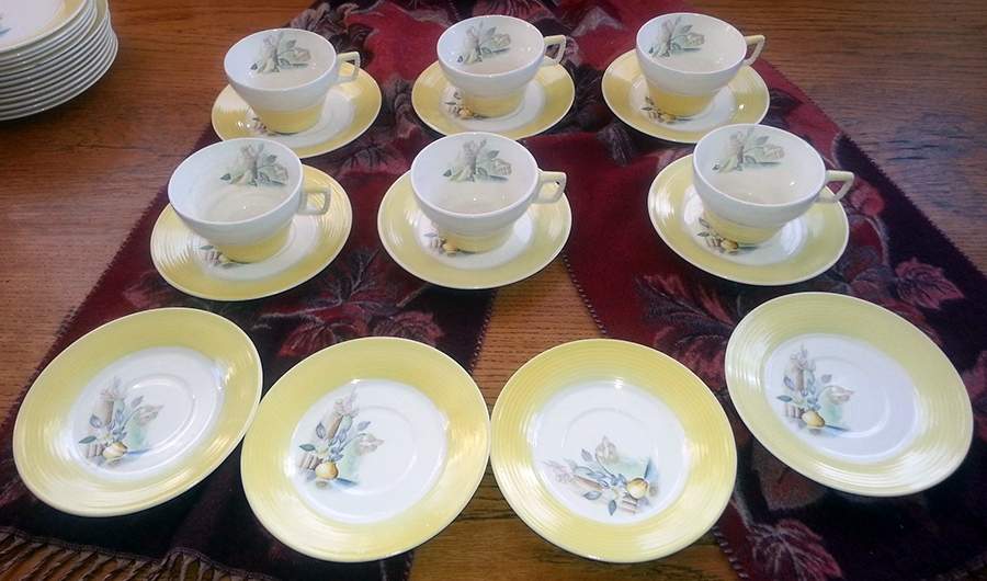 Etruscan Cotillion Yellow Flat Cup & Saucer Set by Limoges-American-1