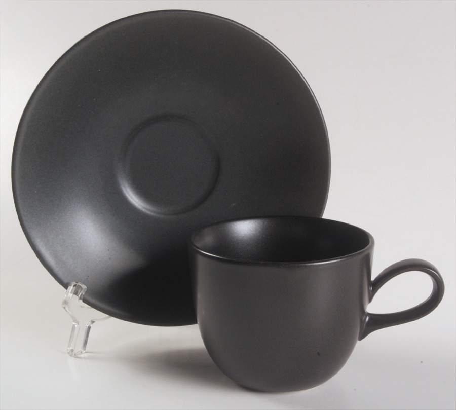 Ebony (Round, No Texture) Flat Cup & Saucer Set by Lindt-Stymeist-1