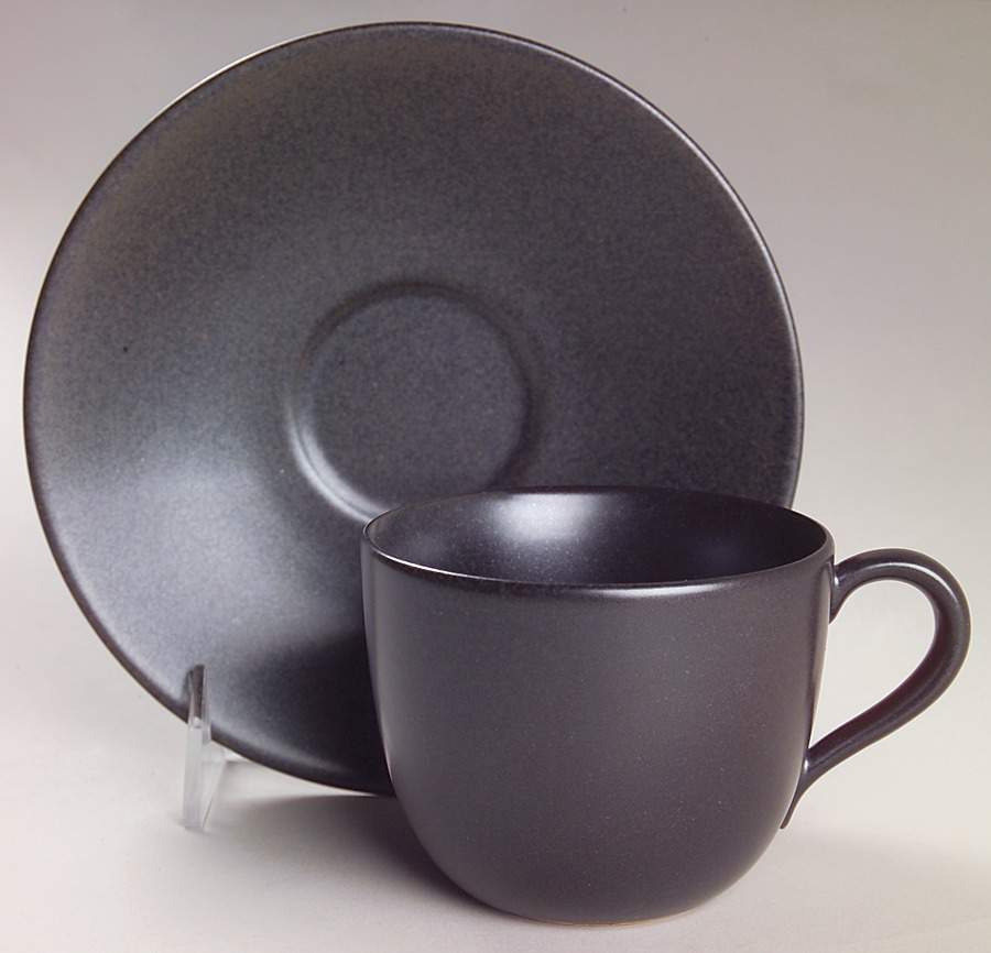 Ebony (Round, No Texture) Flat Cup & Saucer Set by Lindt-Stymeist-1