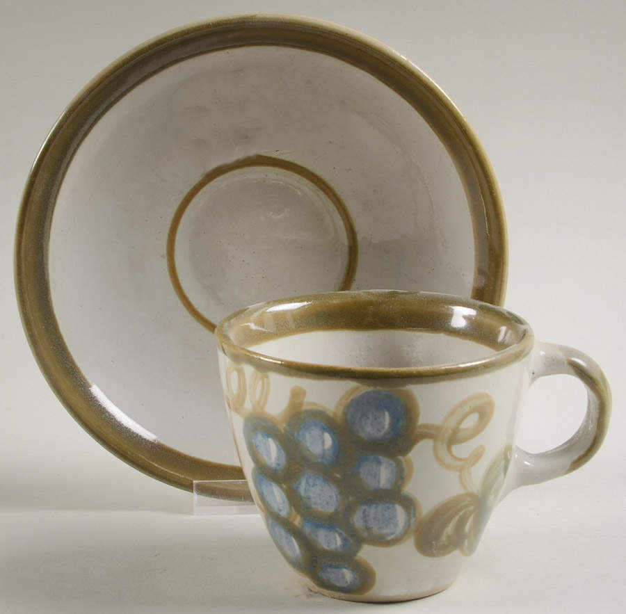 Vintage (Green Band) Flat Cup & Saucer Set by Louisville-1