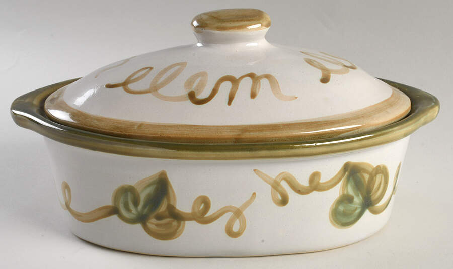 Vintage (Green Band) 2 Quart Oval Covered Casserole by Louisville-1