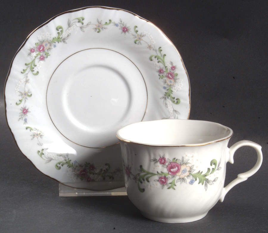 Clarabelle Flat Cup & Saucer Set by Lynn's China-1