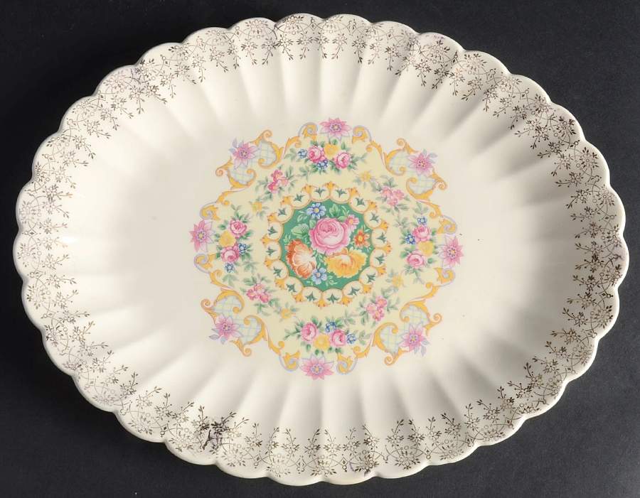 Good Housekeeping (Rim, Light Cream) 11" Oval Serving Platter by Limoges-American-1