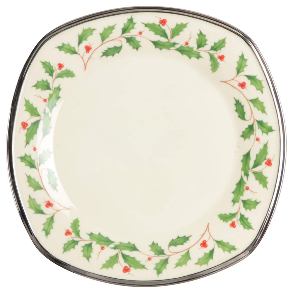 Holiday Platinum Square Accent Luncheon Plate by Lenox-1