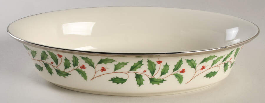 Holiday Platinum 10" Oval Vegetable Bowl by Lenox-1