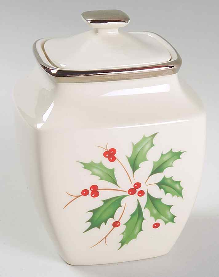 Holiday Platinum Square Sugar Bowl & Lid by Lenox-1