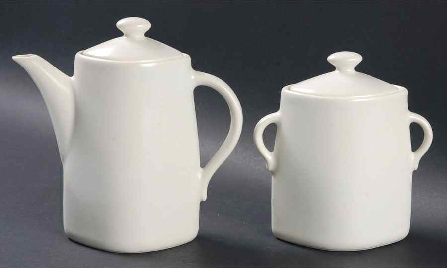 Linen (Round, Satin Smooth) Creamer & Sugar with Lids Set by Lindt-Stymeist-1