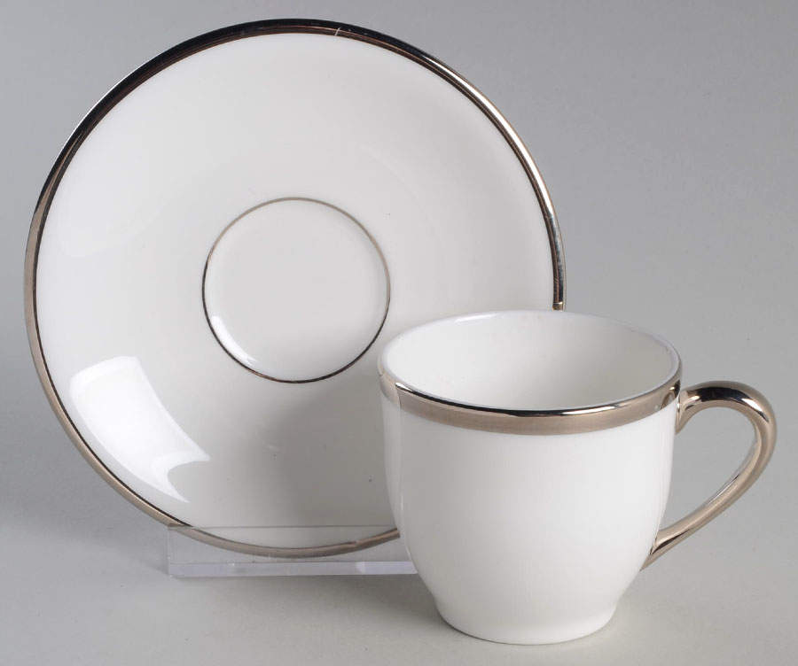 Solitaire White Flat Demitasse Cup & Saucer Set by Lenox-1