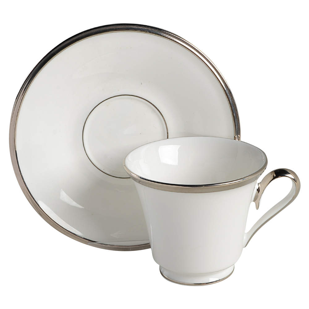 Solitaire White Footed Cup & Saucer Set by Lenox-1