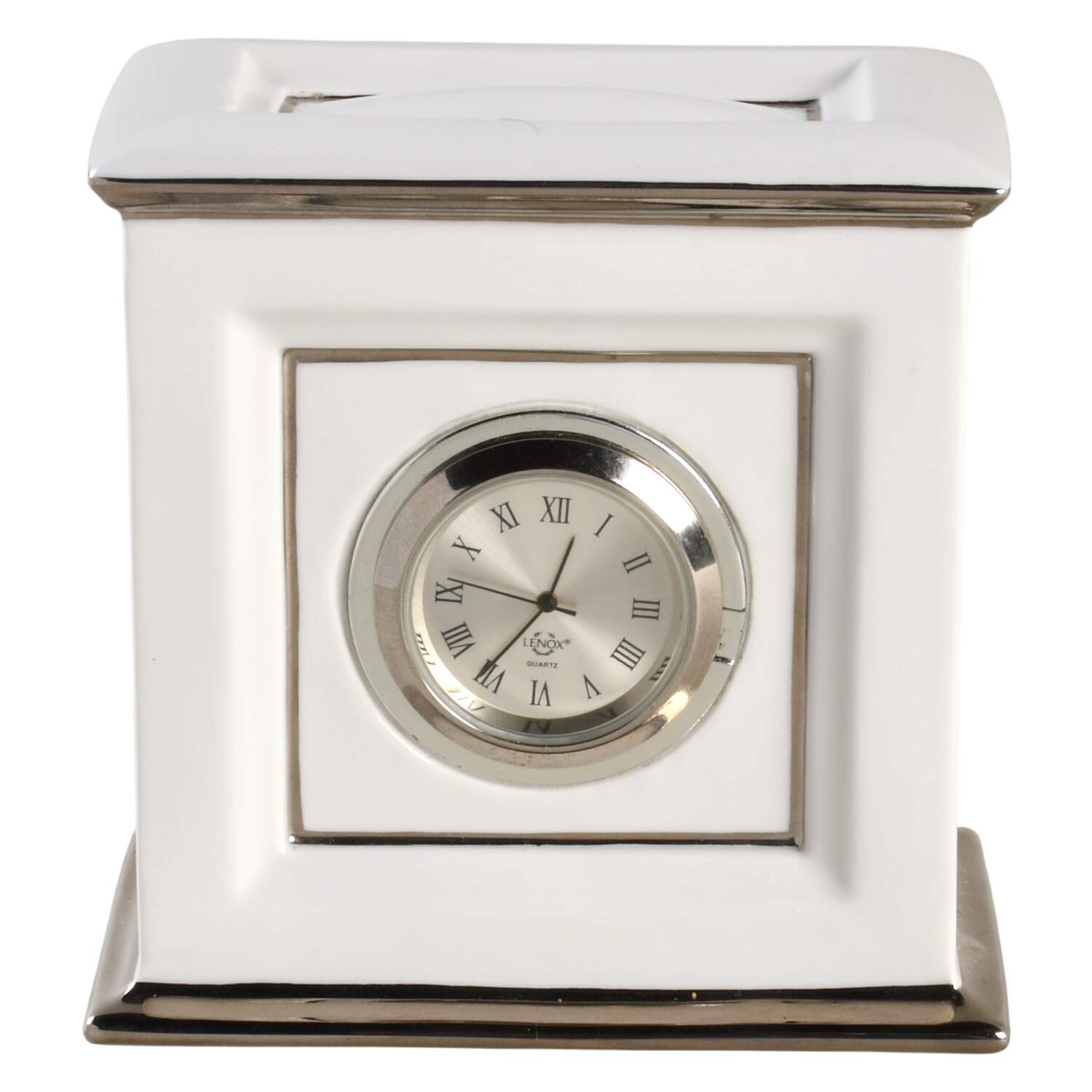 Solitaire White Quartz Clock by Lenox-1