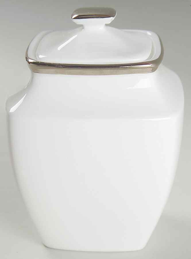 Solitaire White Square Sugar Bowl & Lid by Lenox-1