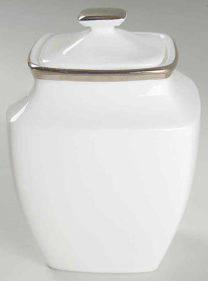 Solitaire White Square Sugar Bowl & Lid by Lenox-1